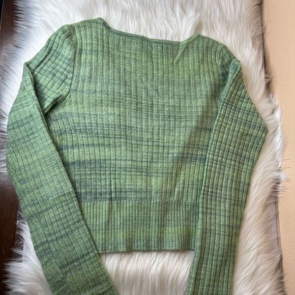 AE American Eagle Wrap Front Sweater Copped Green Size Medium - Picture 12 of 12